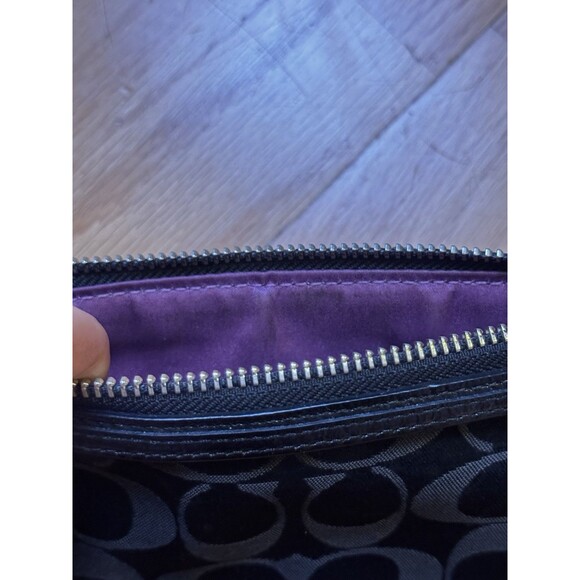 Coach Poppy Signature Monogram Wristlet Clutch Purse Wallet Silver Black Brown - Picture 11 of 16